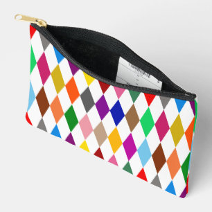 Farbenfrohes Harlekin-Diamanten-Design Weiß  Zubehörtasche