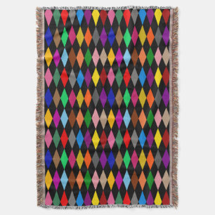 Farbenfrohes Harlequin-Diamanten-Design Schwarz Decke