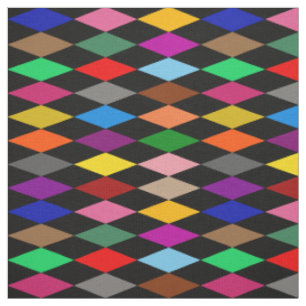 Farbenfrohes Harlequin-Diamanten-Design Schwarz Stoff