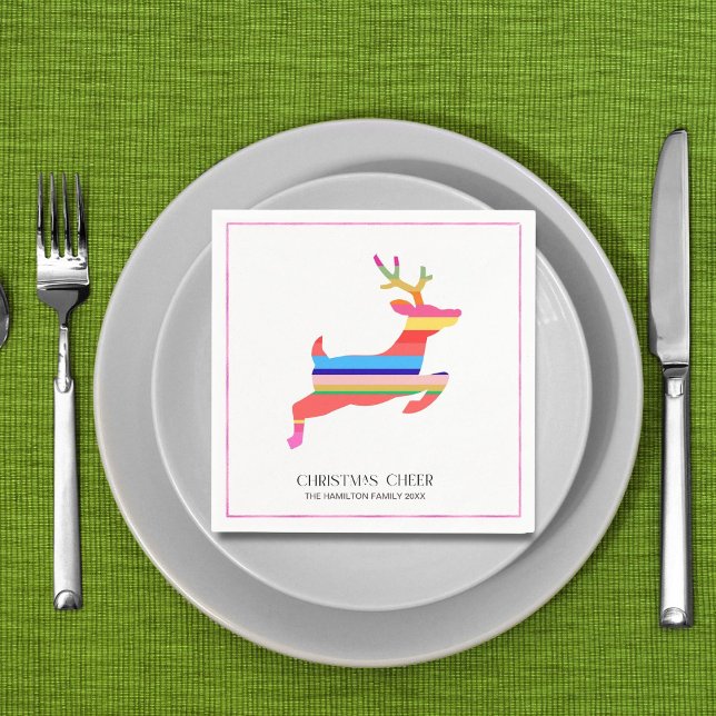 Farbenfrohes Helles Modernes Weihnachtsrentier Serviette (Von Creator hochgeladen)