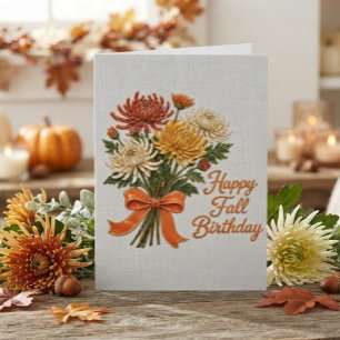Farbenfrohes Herbst-Chrysanthemen-Geburtstagsbouqu Karte