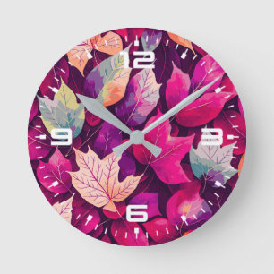 Farbenfrohes Herbstlaub-Muster-68218 Runde Wanduhr