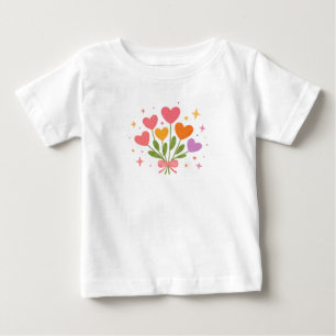 Farbenfrohes Herz-Blumenstrauß-Whimsical-Pastell-V Baby T-shirt
