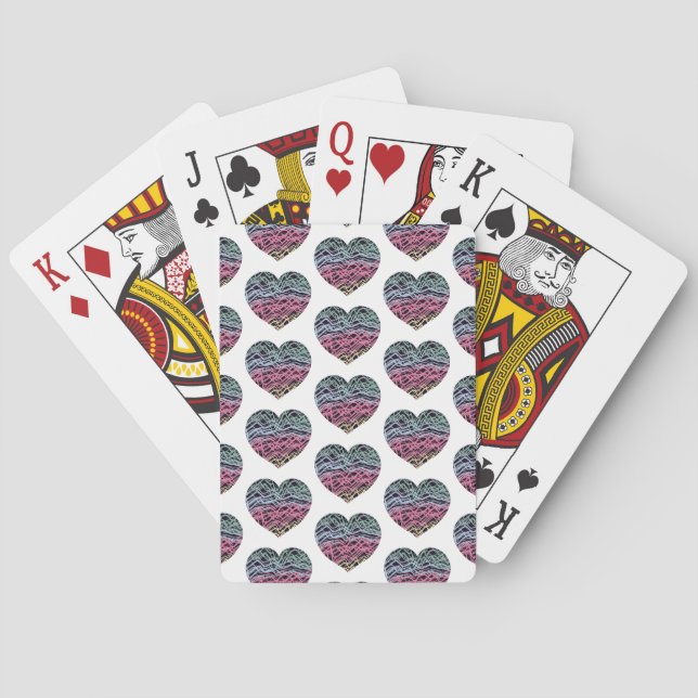 Farbenfrohes Herz-Motiv Spielkarten (Rückseite)