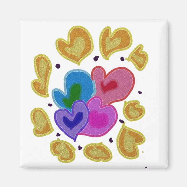 Farbenfrohes Herzdesign Magnet (Vorne)