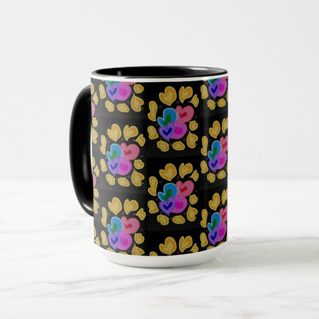 Farbenfrohes Herzdesign Tasse (Vorderseite Links)