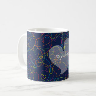 Farbenfrohes Herzenetz-Muster - Intensives Blau -  Kaffeetasse