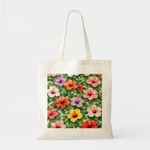 Farbenfrohes Hibiskus-Blumen-Tropischer-Garten-Mus Tragetasche