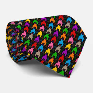Farbenfrohes Houndstooth-Muster Schwarz Krawatte
