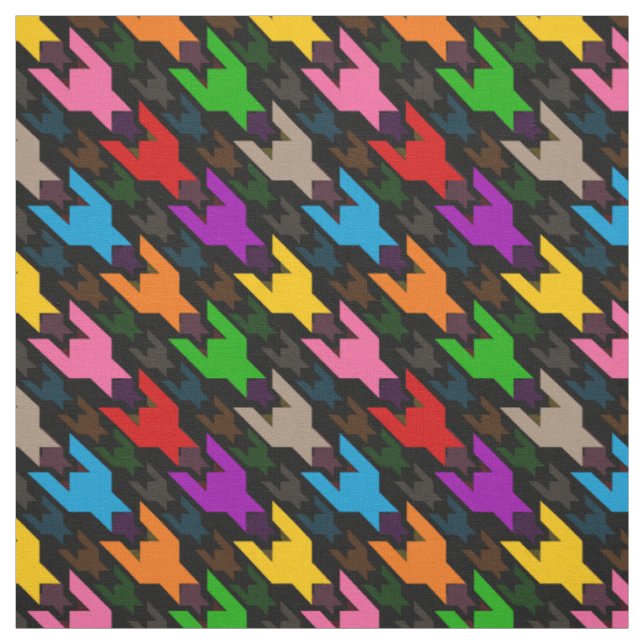 Farbenfrohes Houndstooth-Muster Schwarz  Stoff (Muster)