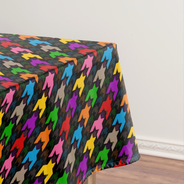 Farbenfrohes Houndstooth-Muster Schwarz  Tischdecke (Beispiel)