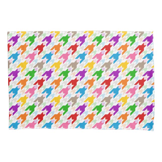 Farbenfrohes Houndstooth-Muster Weiß  Kissenbezug (Vorderseite)