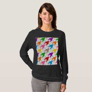 Farbenfrohes Houndstooth-Muster Weiß T-Shirt