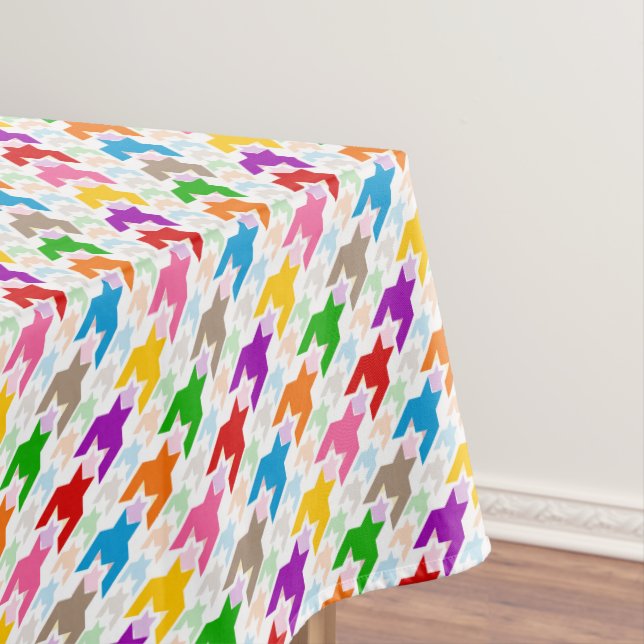 Farbenfrohes Houndstooth-Muster Weiß  Tischdecke (Beispiel)
