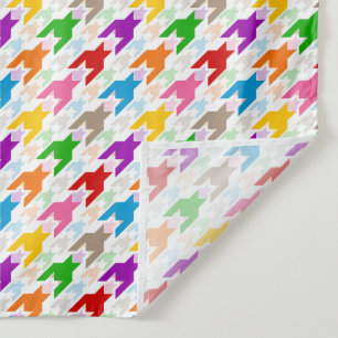 Farbenfrohes Houndstooth-Muster Weiß Wandteppich