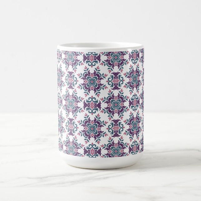 Farbenfrohes Ikat-Blumenmotiv-Muster Kaffeetasse (Mittel)