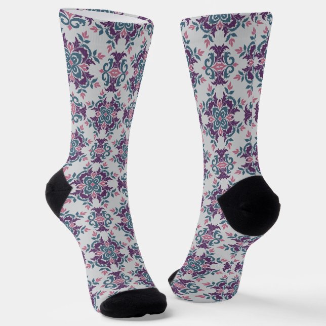Farbenfrohes Ikat-Blumenmotiv-Muster Socken (Gewinkelt)