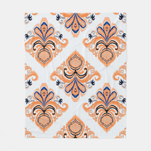 Farbenfrohes Ikat-Muster im Vintage-Stil. Elegante Fleecedecke
