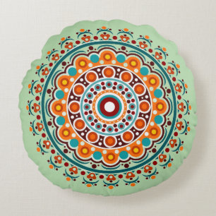 Farbenfrohes indisches Mandala Rundes Kissen