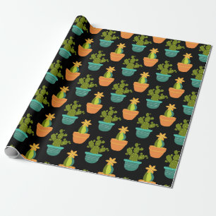Farbenfrohes Kaktusmuster Geschenkpapier