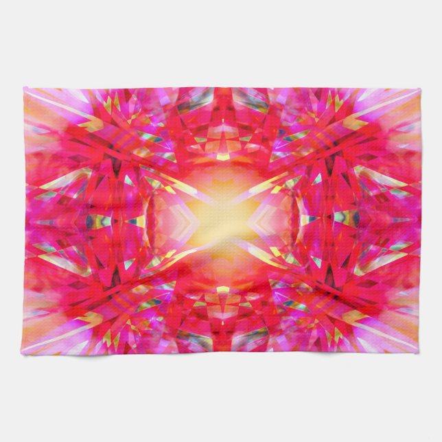 Farbenfrohes Kaleidoskopmuster Geschirrtuch (Horizontal)