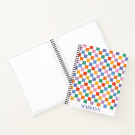 farbenfrohes kariertes Muster mit individuellem Mo Notizbuch