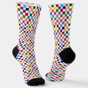 Farbenfrohes Karomuster Design Weiß Socken