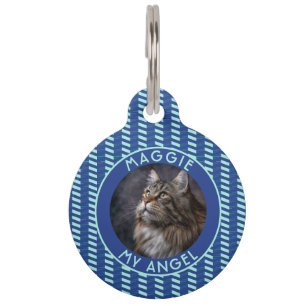 Farbenfrohes Katzendaddy-Geschenk Chevron-Motiv Haustiermarke