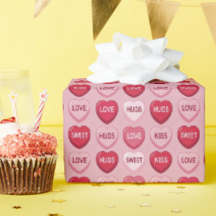 farbenfrohes Kaugummi Valentinstag Herz Muster Geschenkpapier