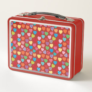 farbenfrohes Kaugummi Valentinstag Herz Muster Metall Brotdose