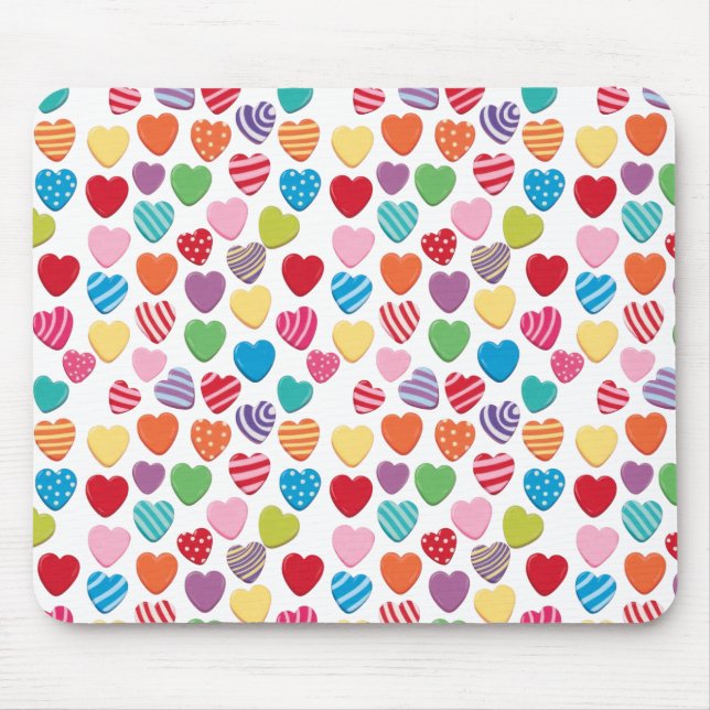 farbenfrohes Kaugummi Valentinstag Herz Muster  Mousepad (Vorne)