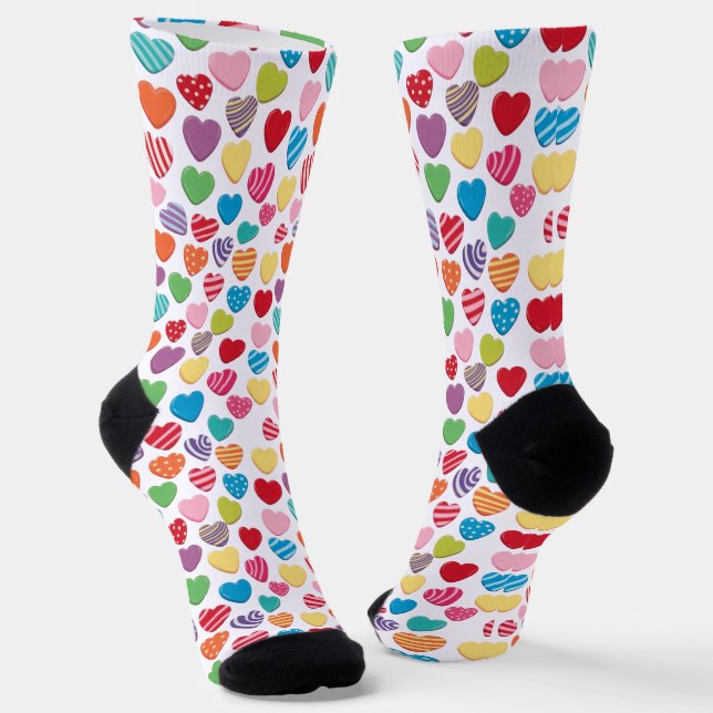 farbenfrohes Kaugummi Valentinstag Herz Muster  Socken (Gewinkelt)