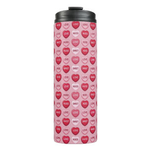 farbenfrohes Kaugummi Valentinstag Herz Muster Thermosbecher