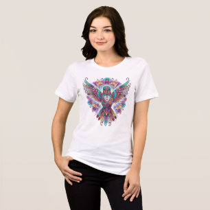 Farbenfrohes Kolibrishirt Blumiges Boho-Vogel-T-Sh Tri-Blend Shirt