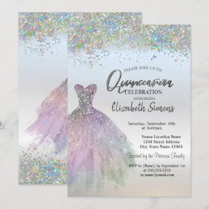 Farbenfrohes Konfetti-Kleid Quinceañera Einladung