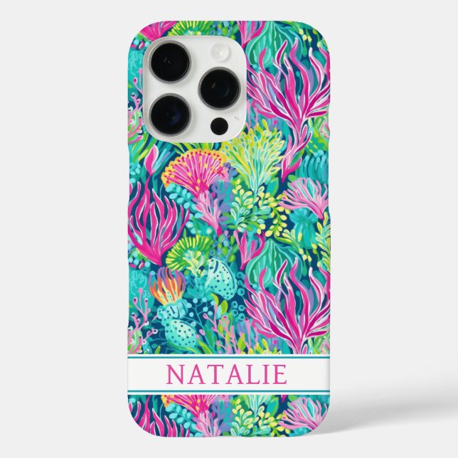 Farbenfrohes Korallenriff Monogramm  Case-Mate iPhone Hülle (Rückseite)