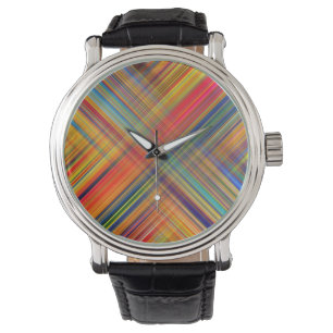 Farbenfrohes Kriss-Kreuz-Muster Karo Armbanduhr