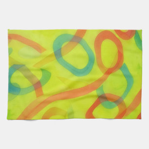 Farbenfrohes Küchentuch mit abstrakter Kunst