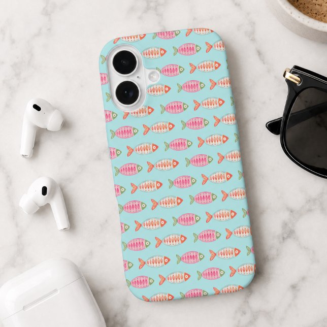 Farbenfrohes Küsten-Sommer-Fisch-Muster iPhone 16 Hülle (Von Creator hochgeladen)