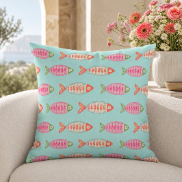 Farbenfrohes Küsten-Sommer-Fisch-Muster Kissen