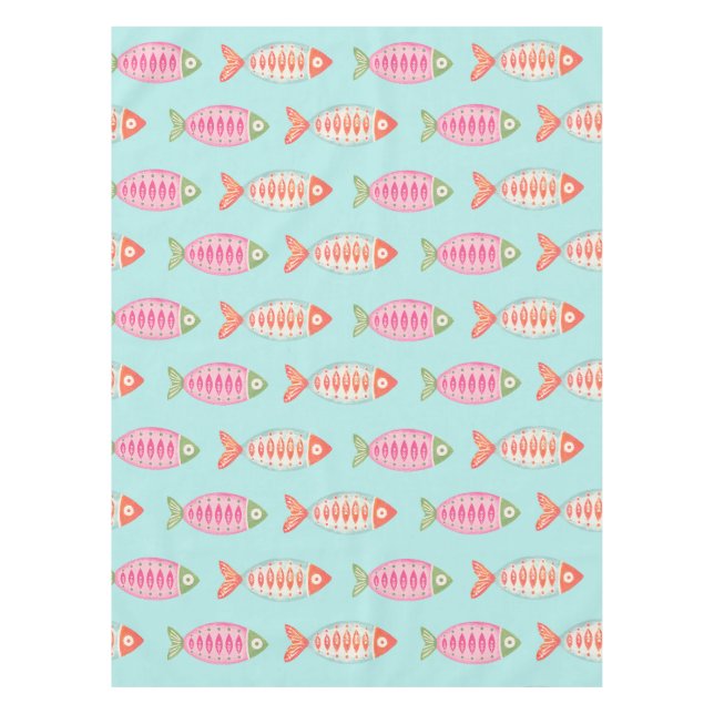 Farbenfrohes Küsten-Sommer-Fisch-Muster Tischdecke (Vorderseite)