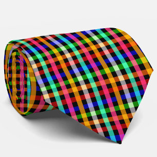 Farbenfrohes, lebendiges Gingham-Karomuster Design Krawatte
