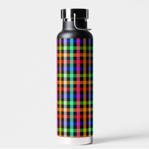 Farbenfrohes, lebendiges Gingham-Karomuster Design Trinkflasche
