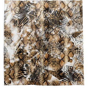 Farbenfrohes Leopard-Zebra-Tarnmuster Duschvorhang