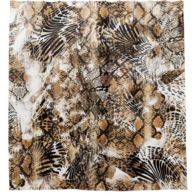 Farbenfrohes Leopard-Zebra-Tarnmuster Duschvorhang (Vorderseite)