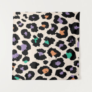 Farbenfrohes Leoparden-Tierdesign und Hintergrundd Wandteppich