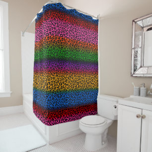 Farbenfrohes Leoparden-Tierdruck-Design Duschvorhang