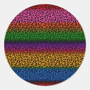Farbenfrohes Leoparden-Tierdruck-Design Runder Aufkleber