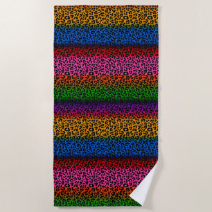 Farbenfrohes Leoparden-Tierdruck-Design Strandtuch
