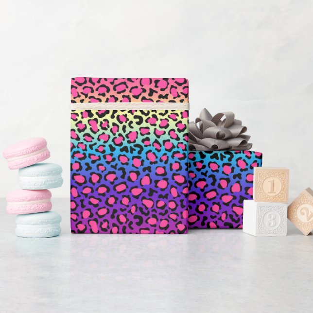 Farbenfrohes Leopardenhaut-Muster Geschenkpapier (Babyparty)